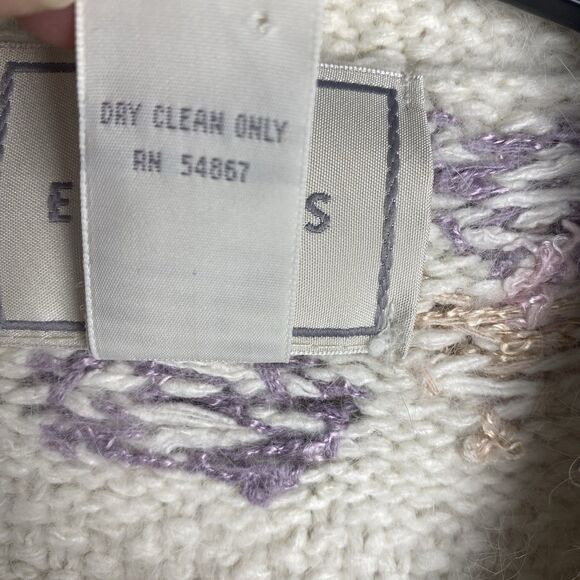 VTG Express Cardigan Women XS Cream Tricot Hand Knit Silk Angora Cottage Soft - Picture 8 of 9